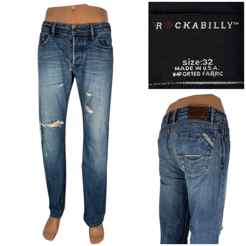 Rockabilly Lloyd Mens 32 Jeans Selvedge Denim Made In USA Vintage Distressed